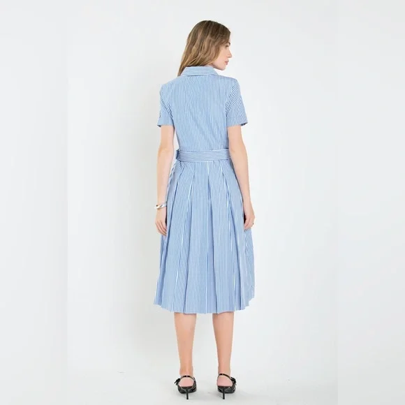 English Factory Striped Belted Midi Dress Size XS - Picture 2 of 9